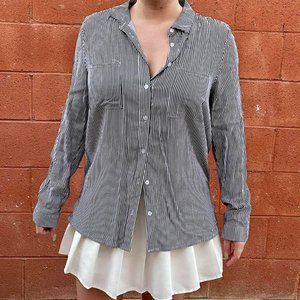 Black, White Stripe Blouse